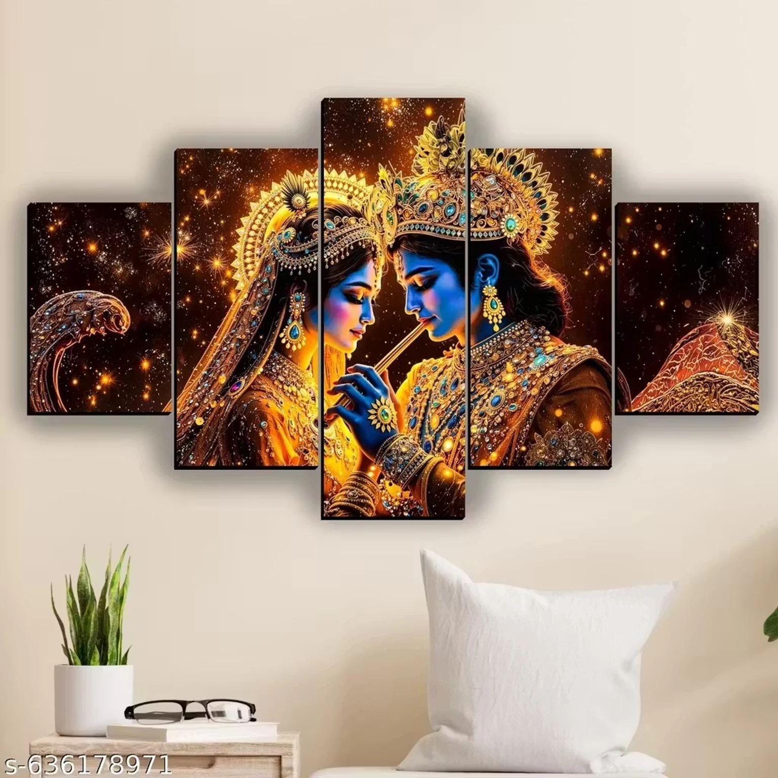 Set of 5 Radha Krishna Wall Painting For Home Decor Gift Items Degital Reprint 18 inch X 30 inch Painting (Without Frame, Pack of 5)