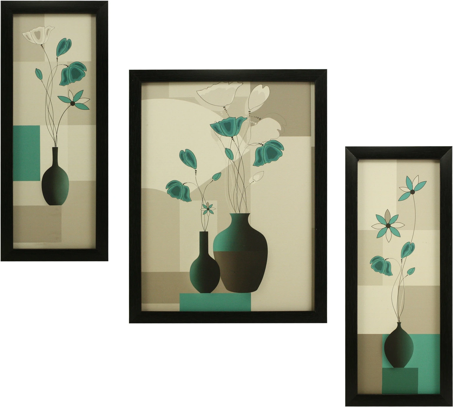 Indianara Floral Without Glass Digital Reprint 13 inch X 10 inch Painting (With Frame, Pack of 3)